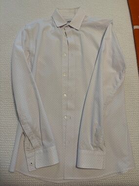 Zara Men's Light Blue Micro-Dot Dress Shirt
